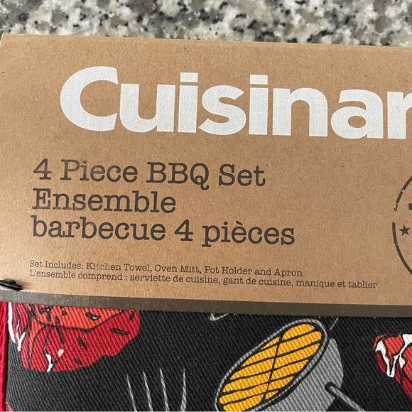 Cuisinart BBQ Set Apron, Oven Mitt, Pot Holder and Kitchen Towel - Picture 2 of 5